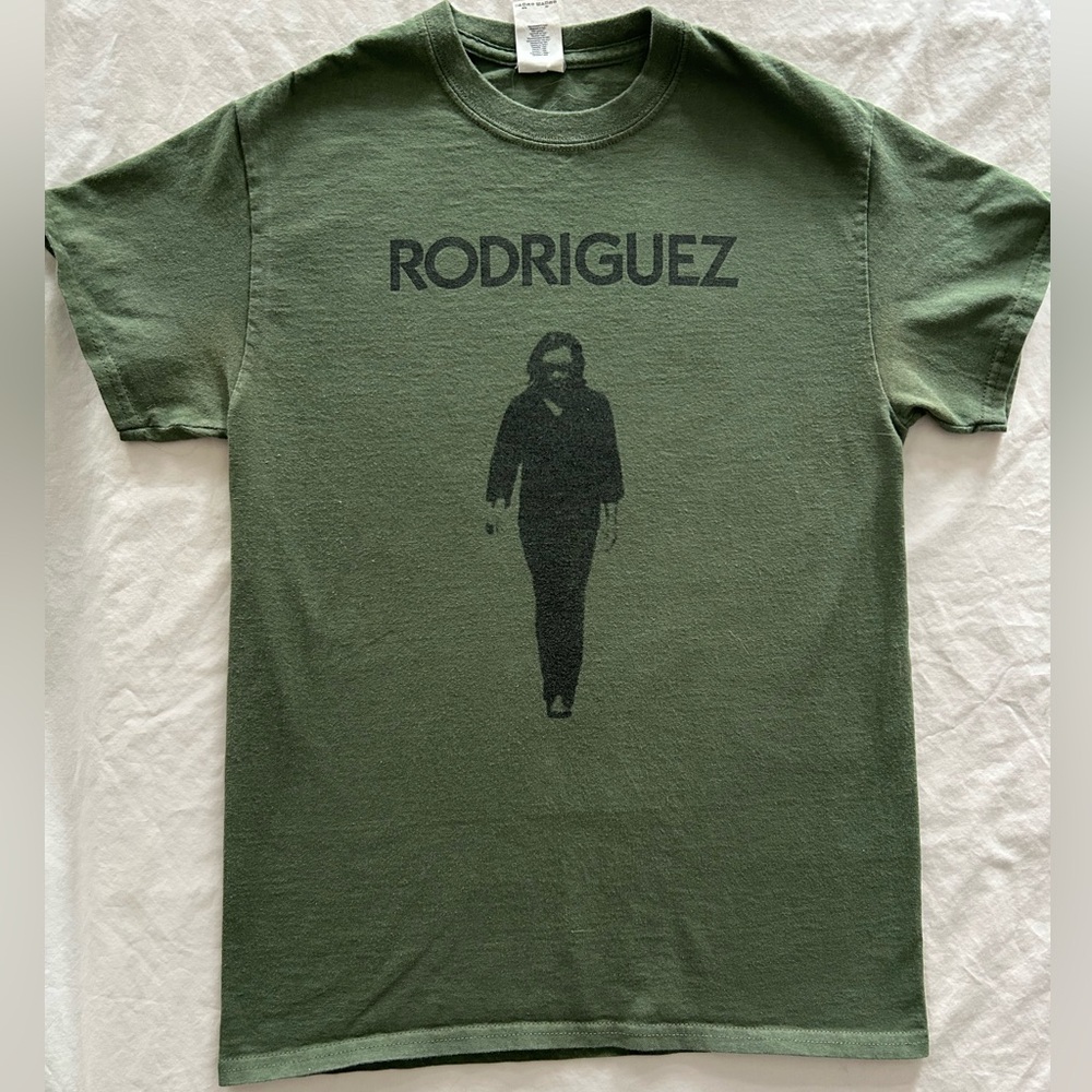 Sixto Sugarman Rodriquez army green cotton faded soft band tee shirt
